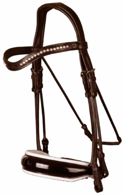 Rundgenähte Kandare - Braun/Weiß Lack - Full