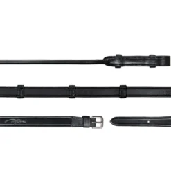 Rundgenähte Zügel Mit Stegen - Schwarz